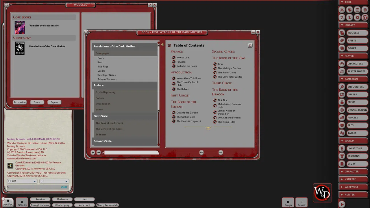 Fantasy Grounds - Vampire: Revelations of the Dark Mother Screenshot 0