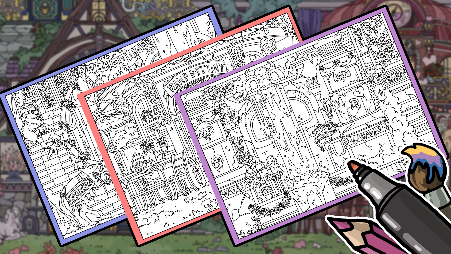 HIDDEN CATS 10: Valentine's Day 😻🐾💖 - Coloring Book Screenshot 0