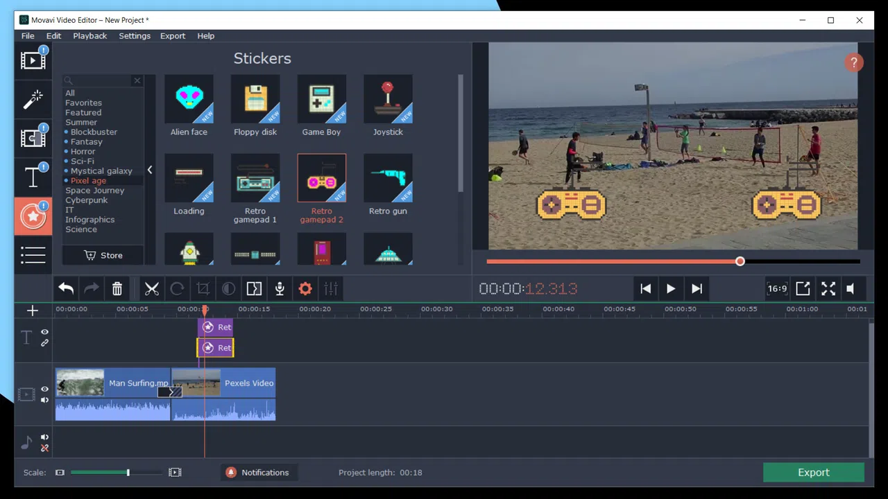 Movavi Video Suite 2022 Effects - Pixel Age Pack Screenshot 4