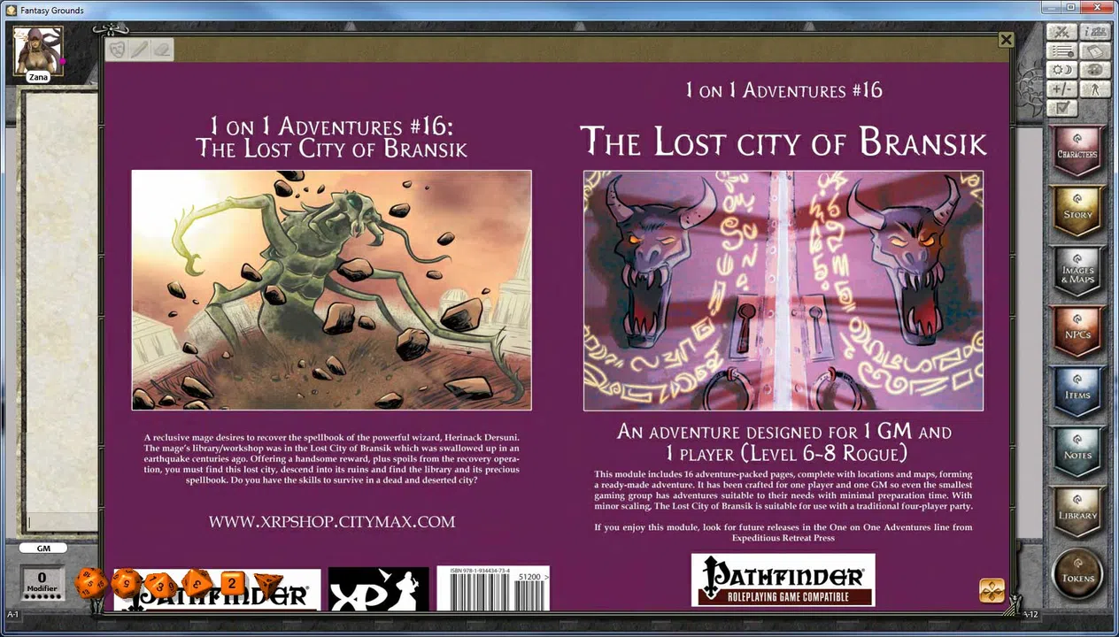 Fantasy Grounds - PFRPG Compatible Adventure: The Lost City of Bransik - One on One Adventure #16 Screenshot 2