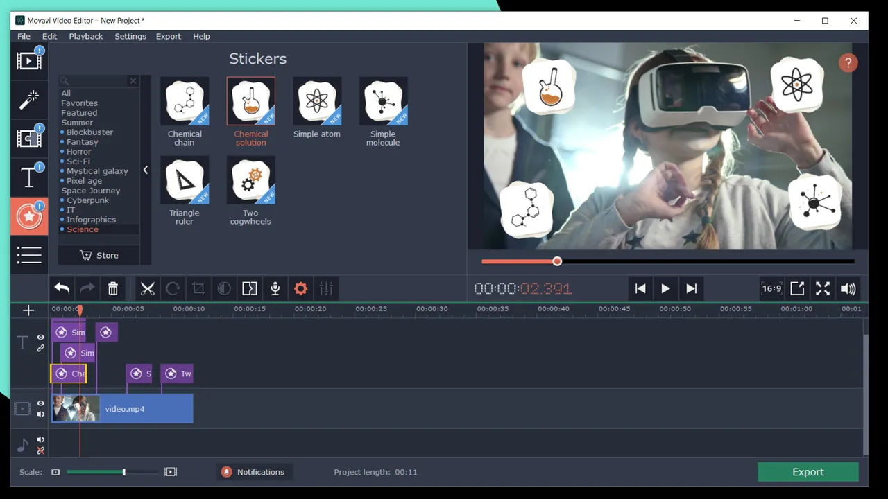 Movavi Video Editor Plus 2020 Effects - Technology Set Screenshot 0