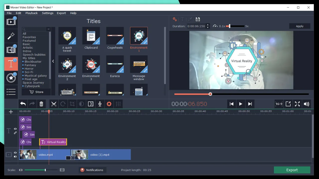 Movavi Video Editor Plus 2020 Effects - Technology Set Screenshot 4