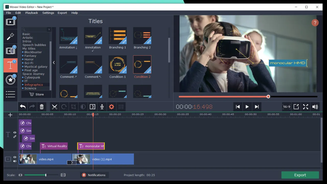 Movavi Video Editor Plus 2020 Effects - Technology Set Screenshot 3