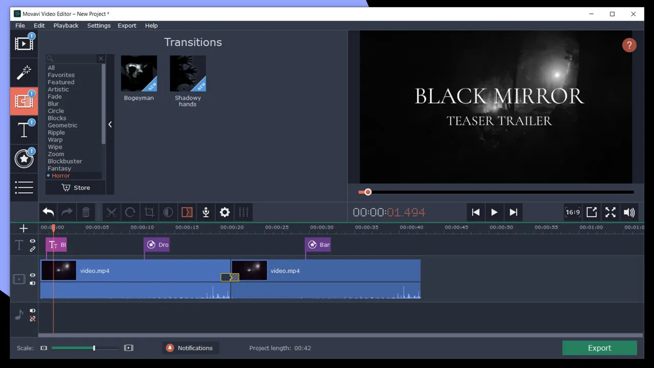 Movavi Video Editor Plus 2020 Effects - Cinematic Set Screenshot 4