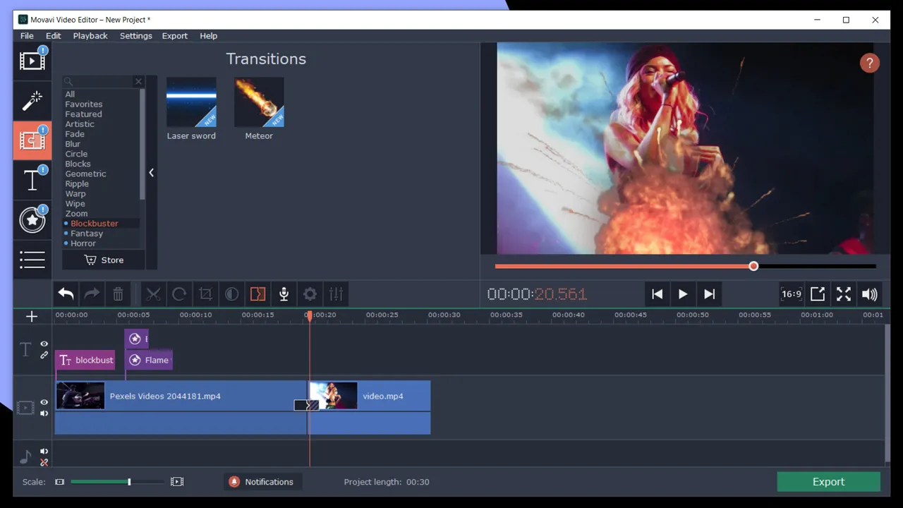 Movavi Video Editor Plus 2020 Effects - Cinematic Set Screenshot 1