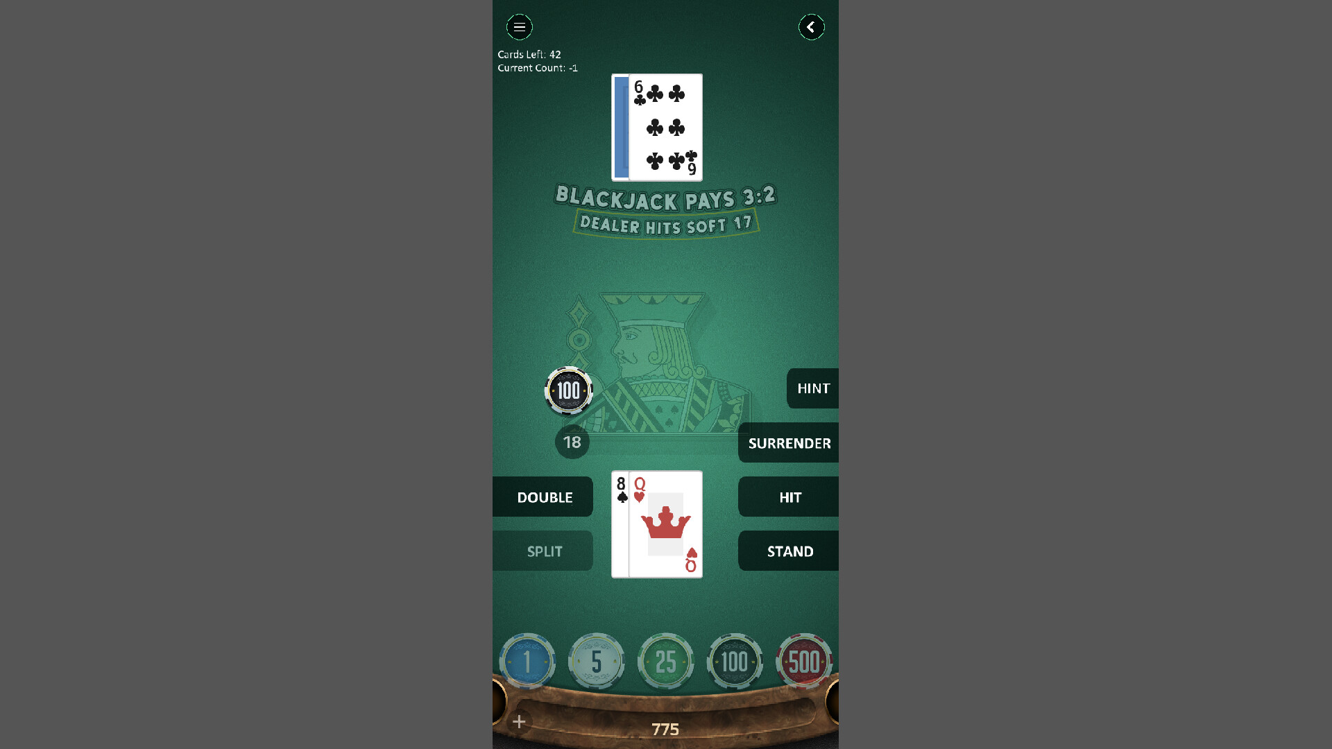 Steve's Blackjack Trainer Pro Screenshot 1