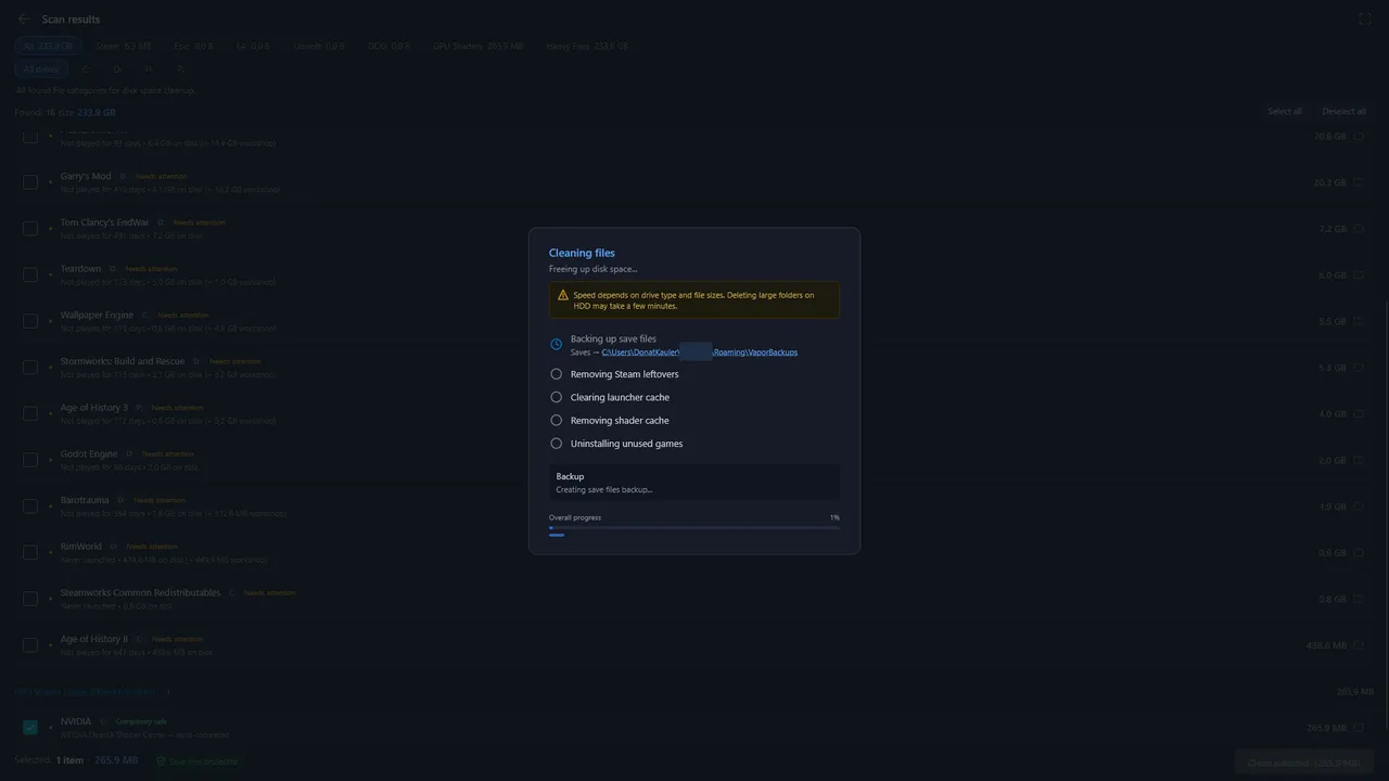 Vapor Storage Manager Screenshot 3