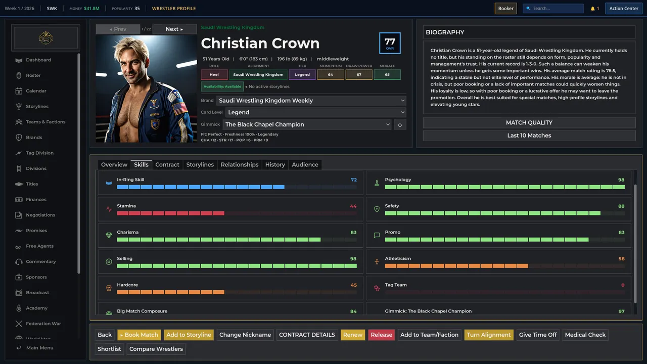 WBS26 Wrestling Booker Simulator Screenshot 0