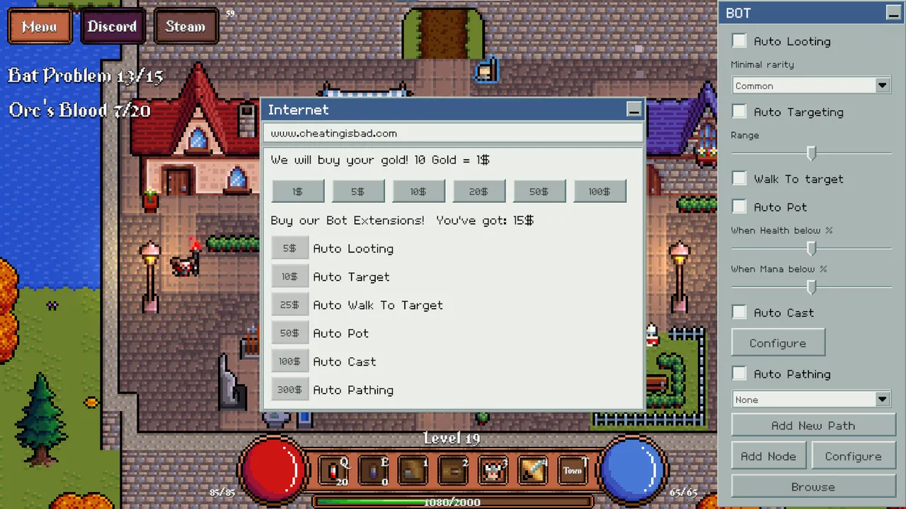 Game About Botting in an MMORPG Screenshot 5