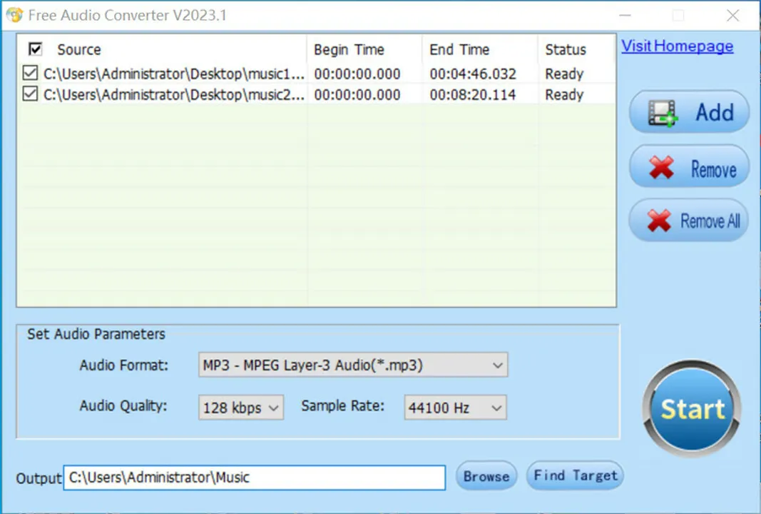 Free Audio Converter Screenshot 1