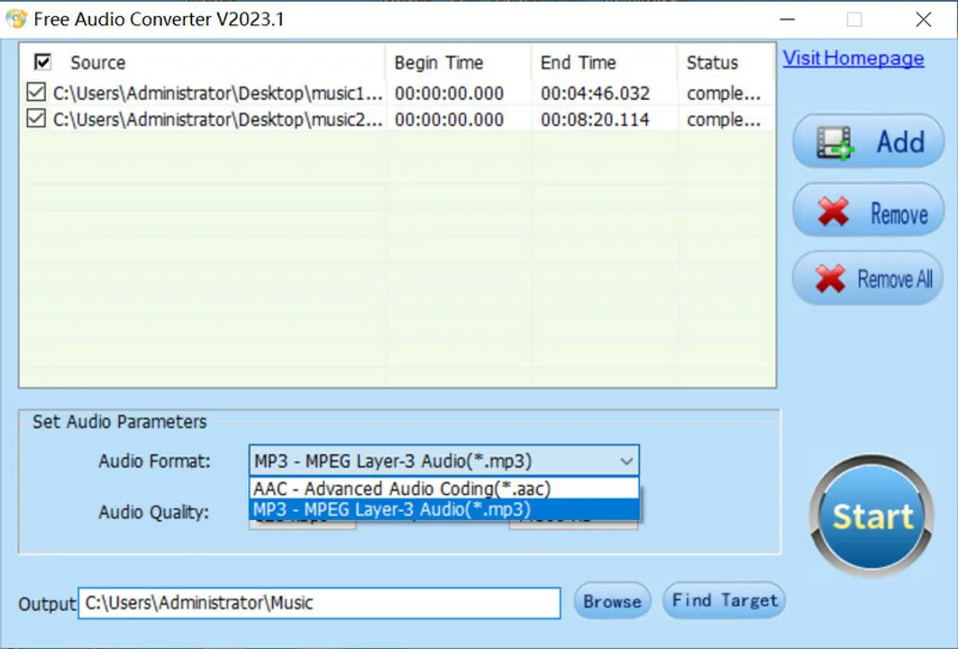 Free Audio Converter Screenshot 2
