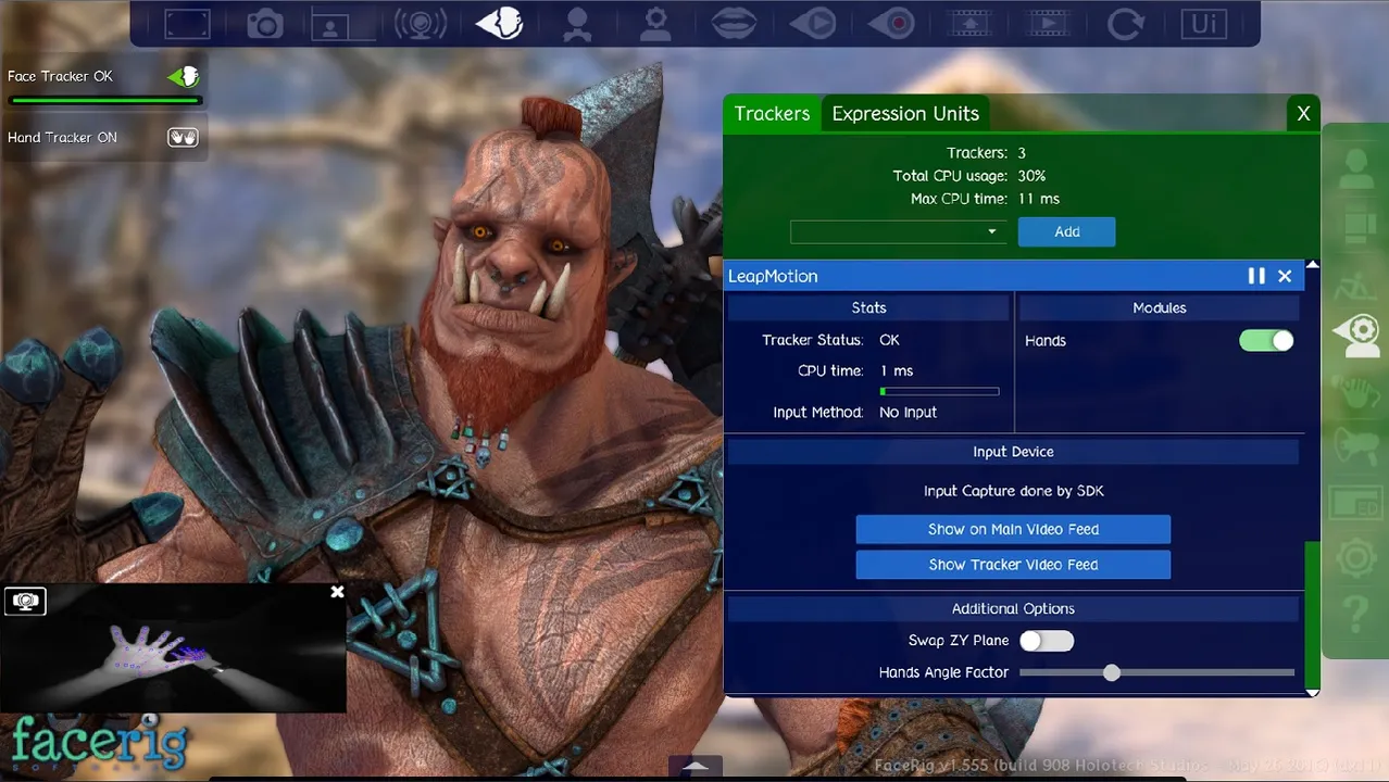 FaceRig support for Leap Motion™ Controller Screenshot 1