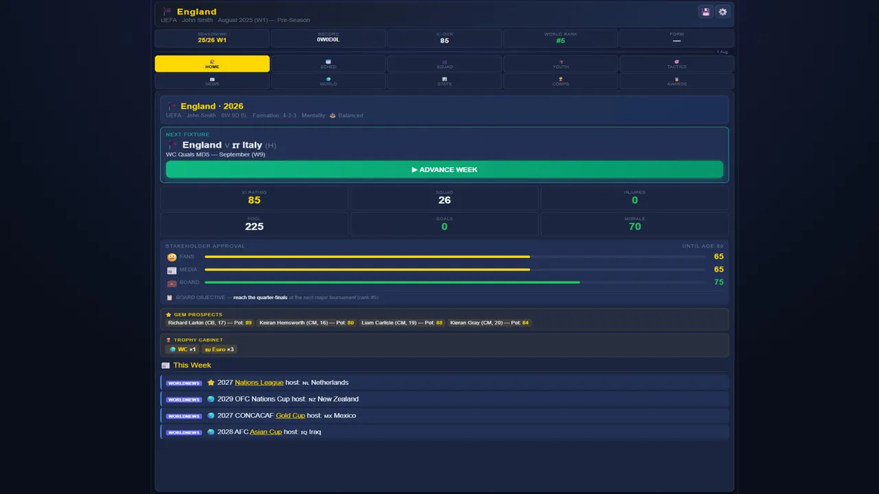 Sim: World Cup Manager Screenshot 0