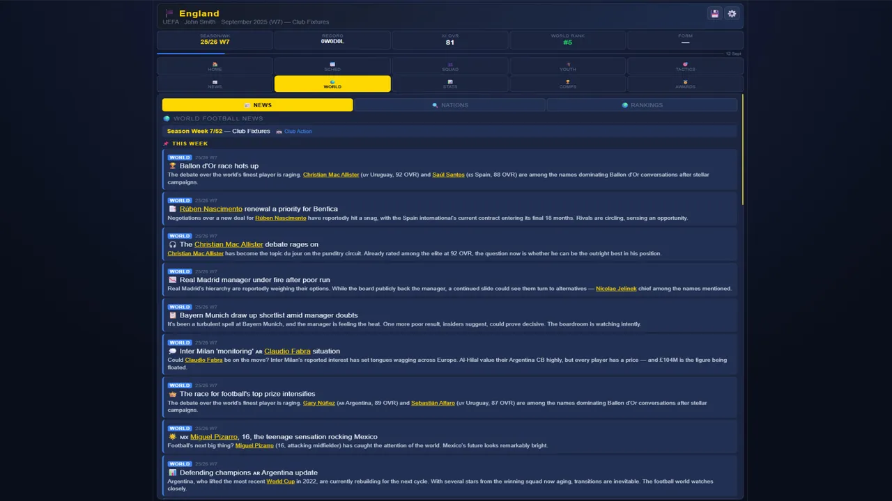 Sim: World Cup Manager Screenshot 4