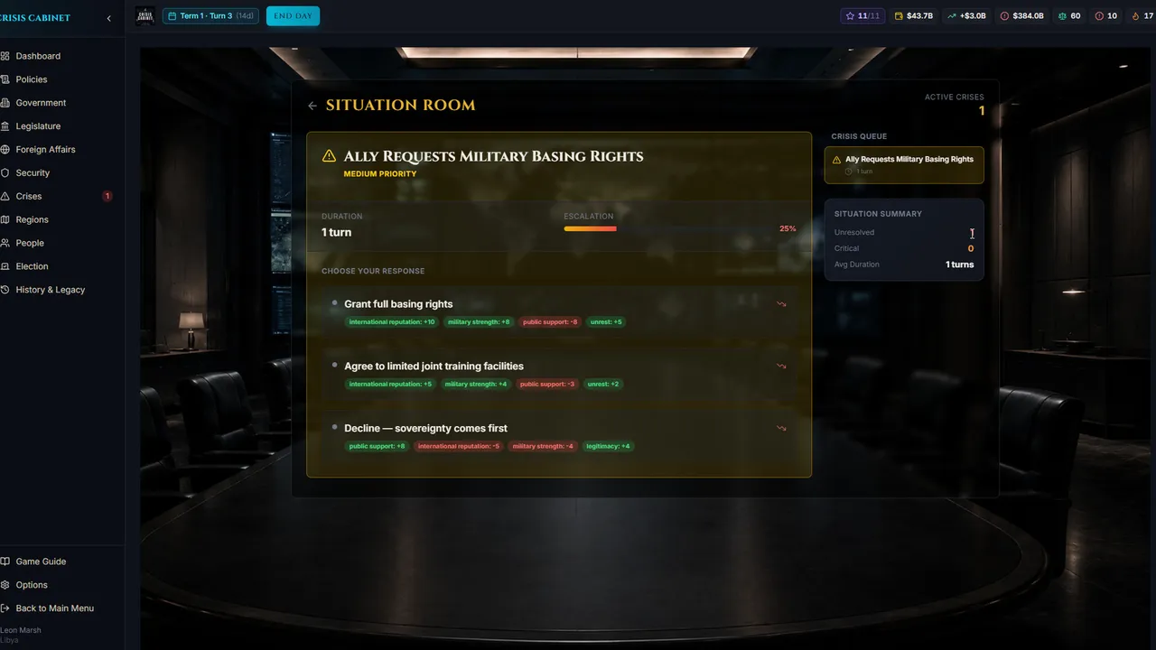 Crisis Cabinet Screenshot 2