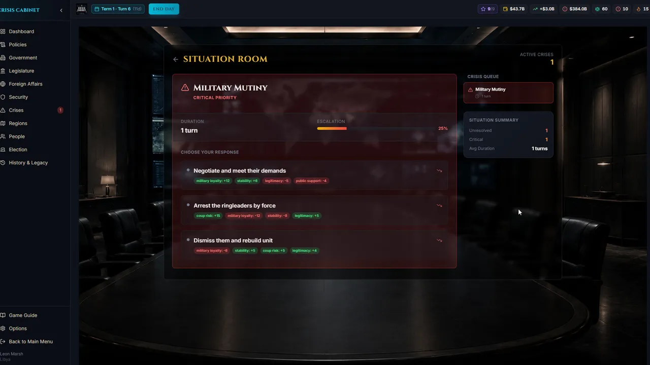 Crisis Cabinet Screenshot 3