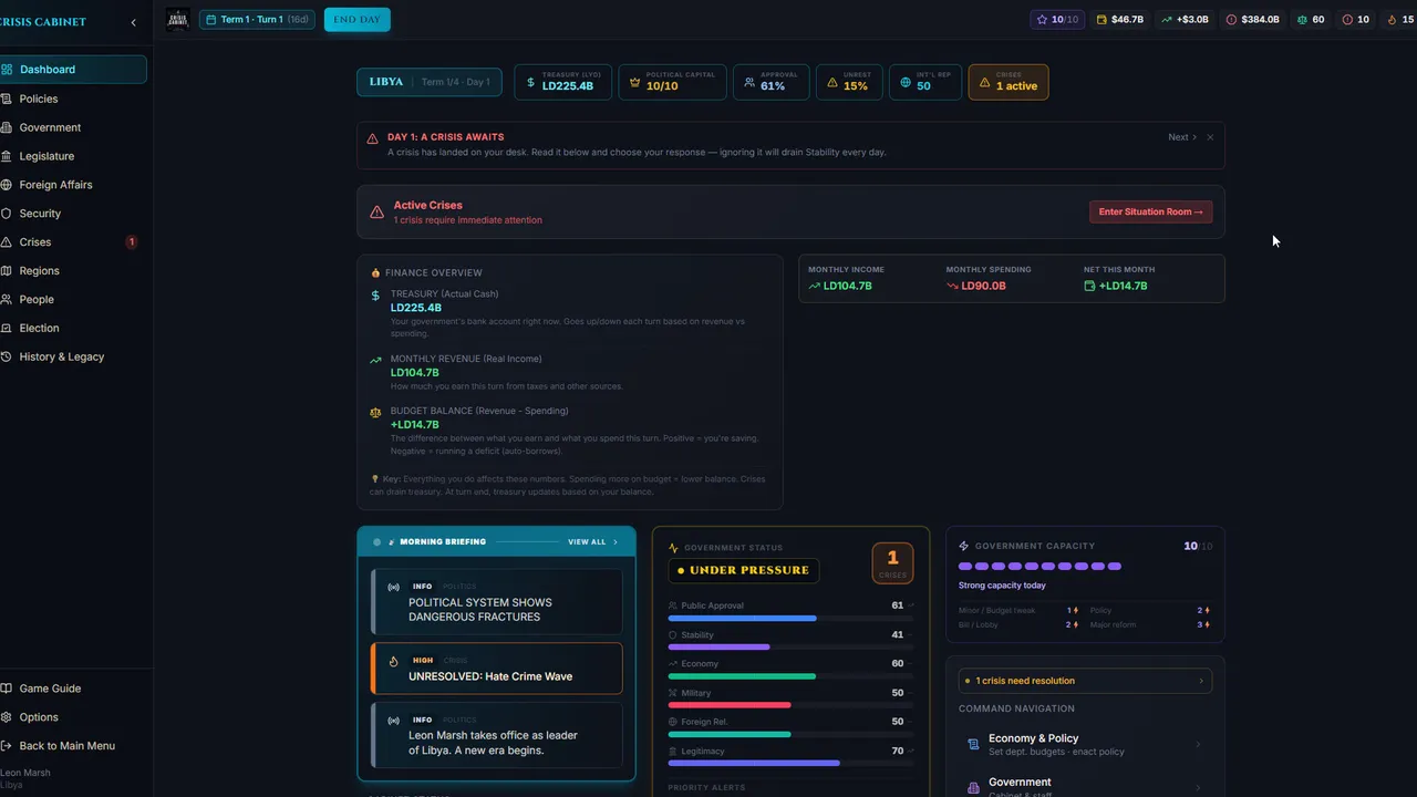 Crisis Cabinet Screenshot 1