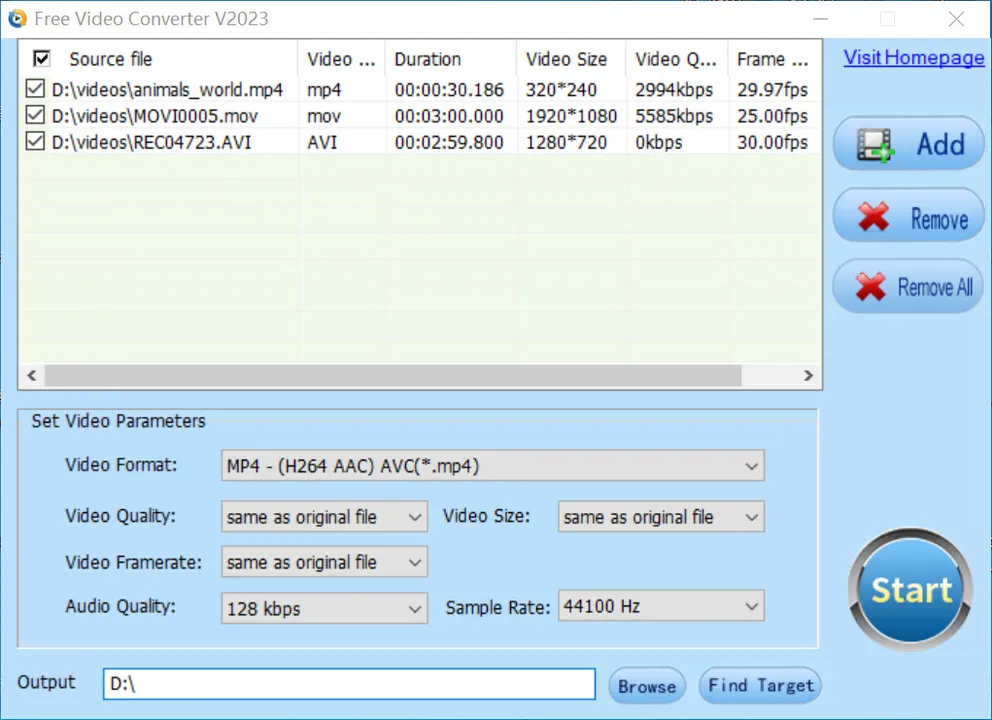 Free Video Converter Screenshot 1