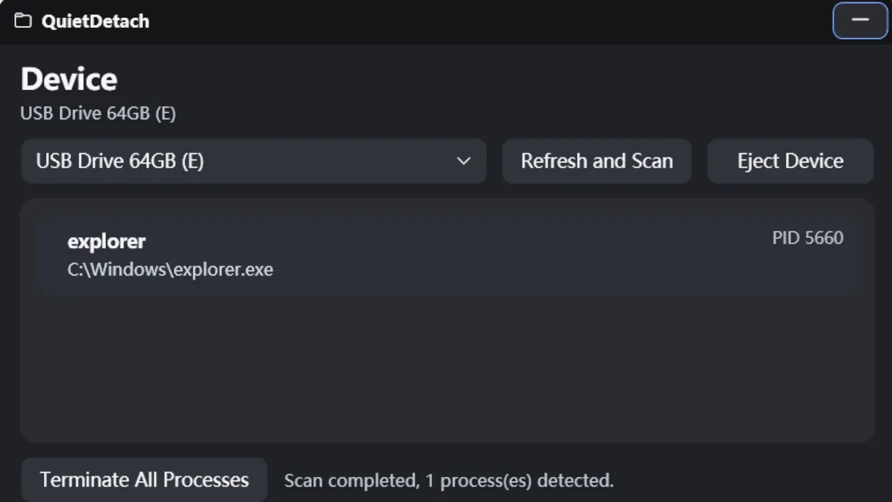 QuietDetach Screenshot 0