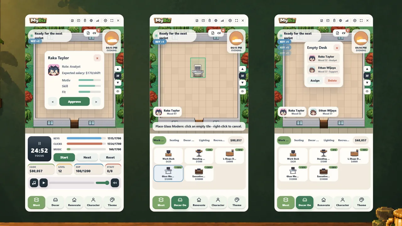 MyBiz: Pomodoro Desk Tycoon Demo Screenshot 3