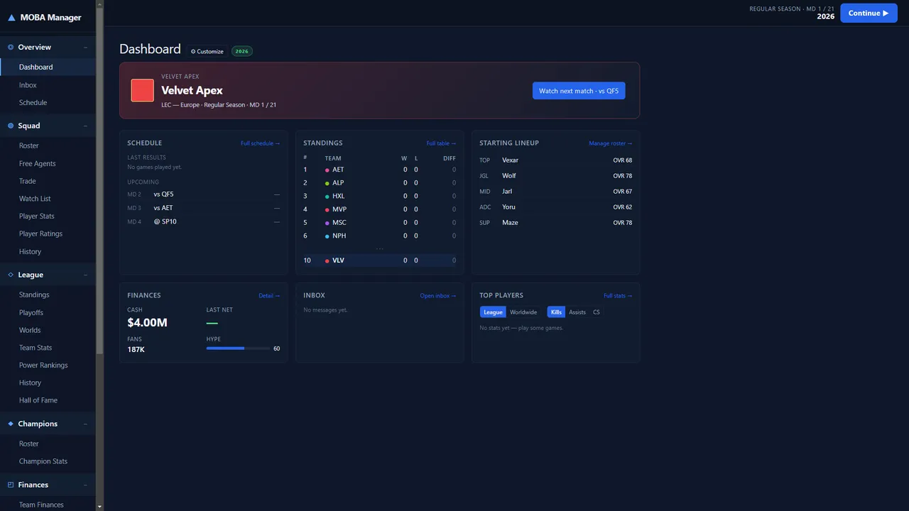 MOBA Manager Screenshot 1