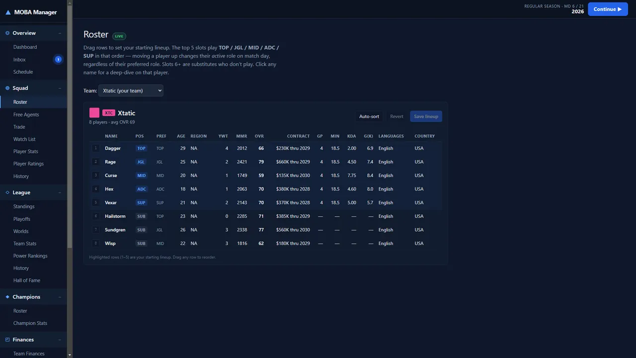 MOBA Manager Screenshot 2