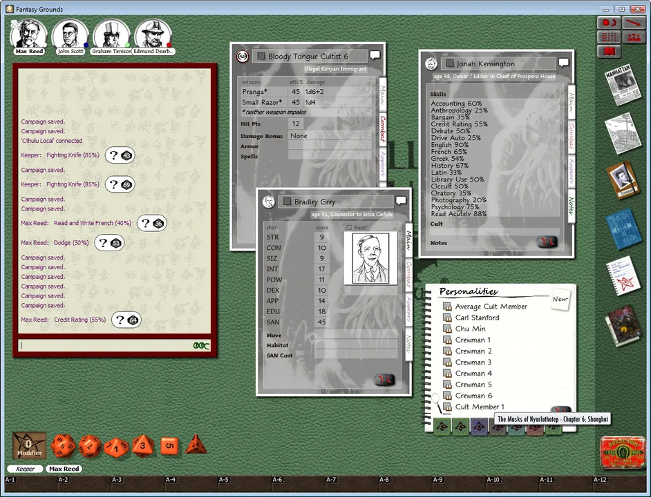 Fantasy Grounds - Call of Cthulhu: Masks of Nyarlathotep Screenshot 4