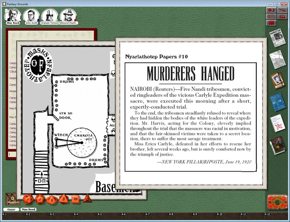 Fantasy Grounds - Call of Cthulhu: Masks of Nyarlathotep Screenshot 1