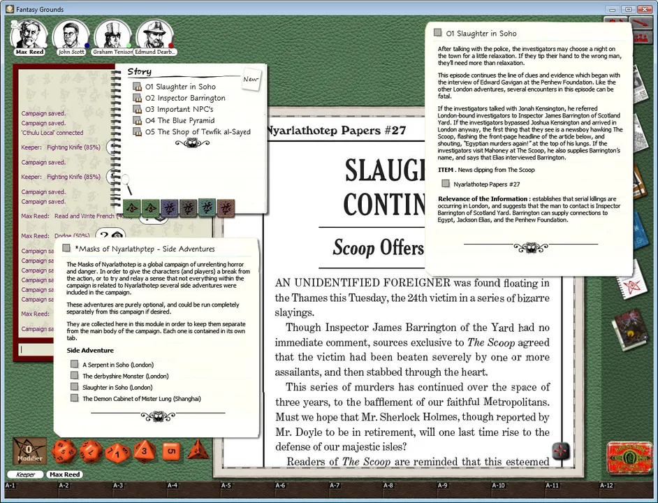Fantasy Grounds - Call of Cthulhu: Masks of Nyarlathotep Screenshot 3