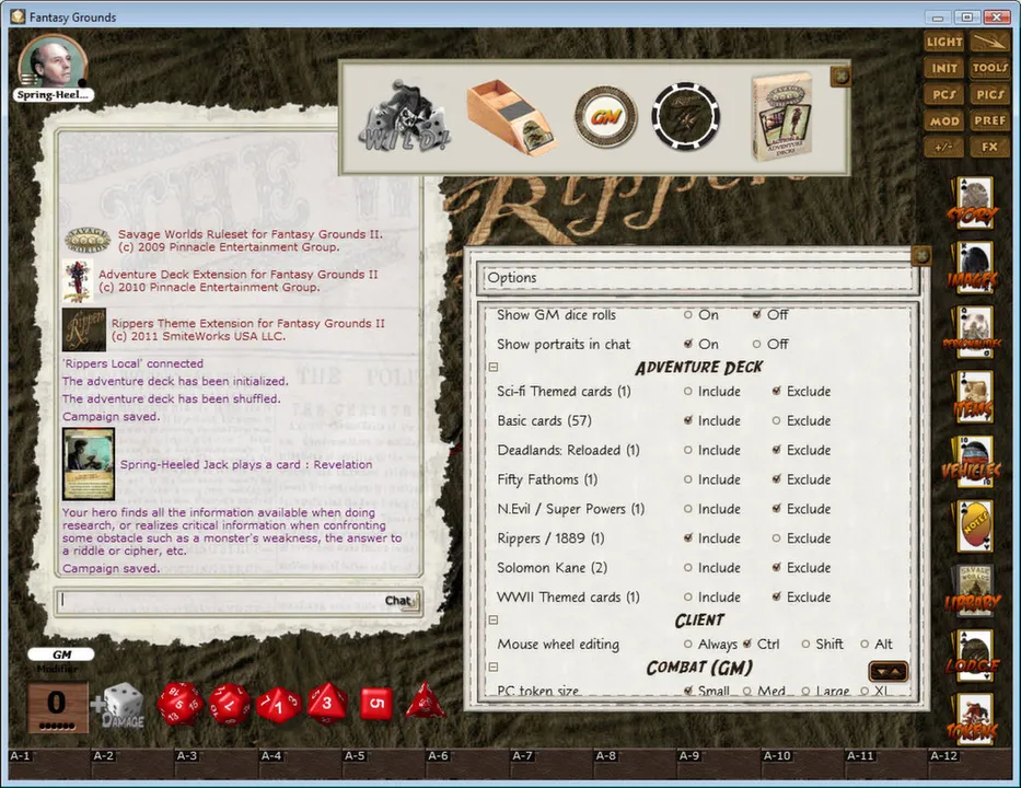 Fantasy Grounds - Savage Worlds Adventure Deck Screenshot 1