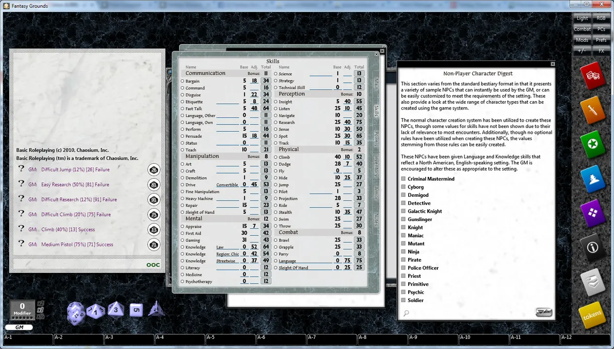 Fantasy Grounds - Basic Roleplaying (BRP) Ruleset Screenshot 9