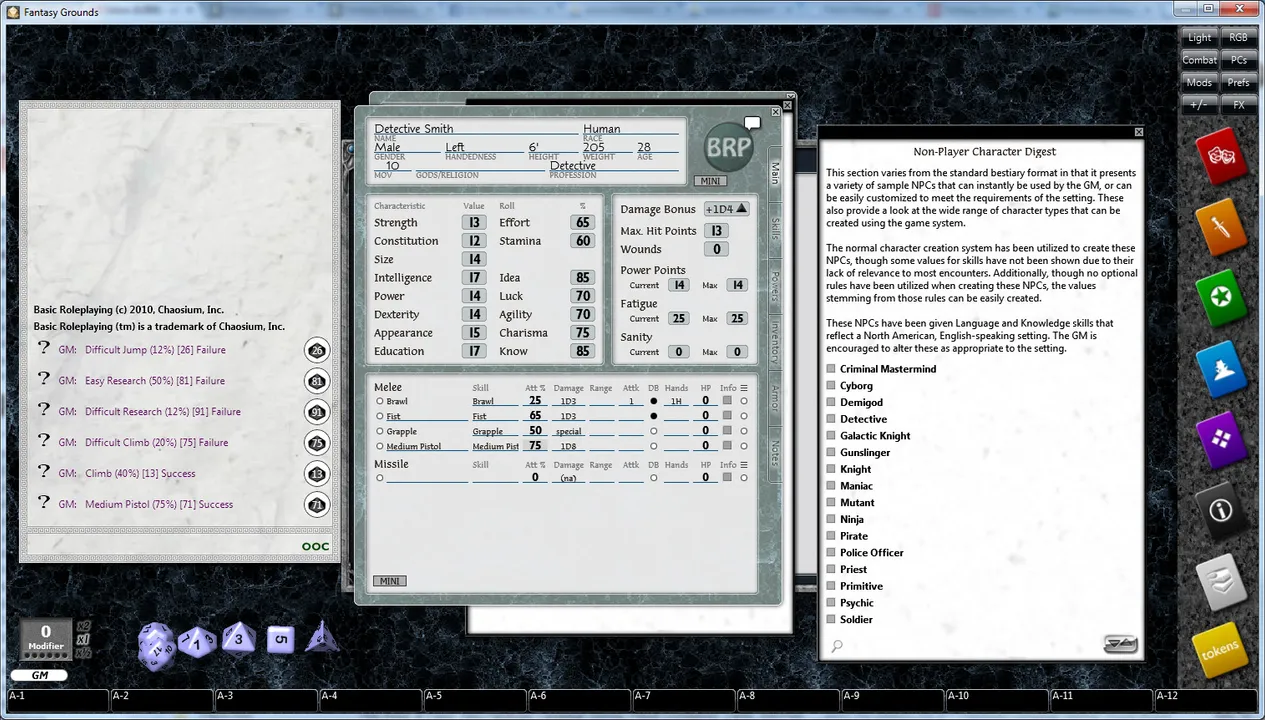 Fantasy Grounds - Basic Roleplaying (BRP) Ruleset Screenshot 2