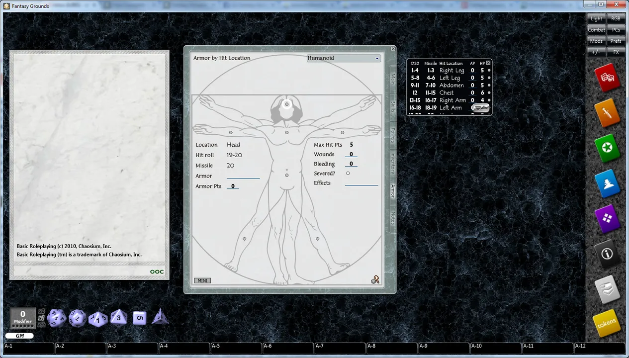 Fantasy Grounds - Basic Roleplaying (BRP) Ruleset Screenshot 3