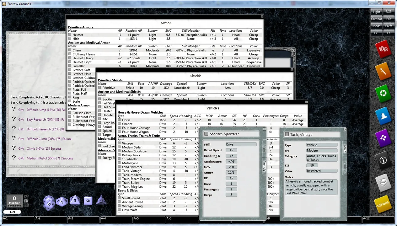 Fantasy Grounds - Basic Roleplaying (BRP) Ruleset Screenshot 5