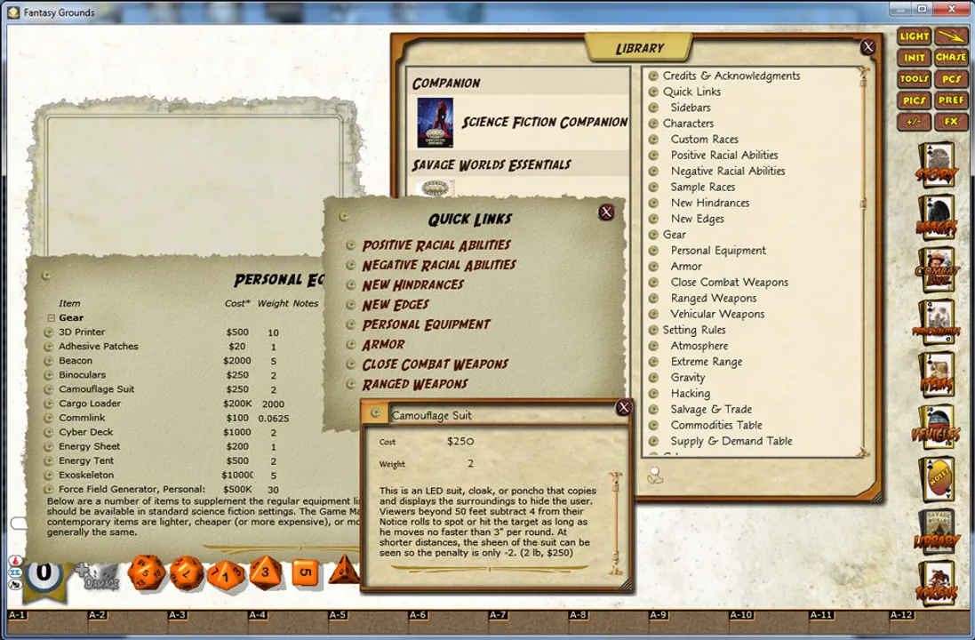 Fantasy Grounds - Savage Worlds: Science Fiction Companion Screenshot 0