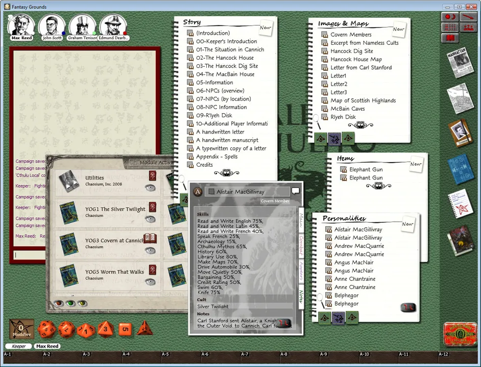 Fantasy Grounds - Call of Cthulhu: Shadows of Yog-Sothoth Screenshot 3