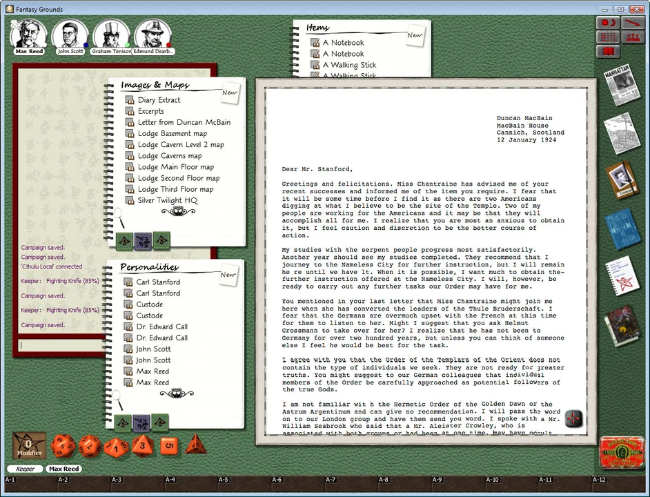 Fantasy Grounds - Call of Cthulhu: Shadows of Yog-Sothoth Screenshot 6