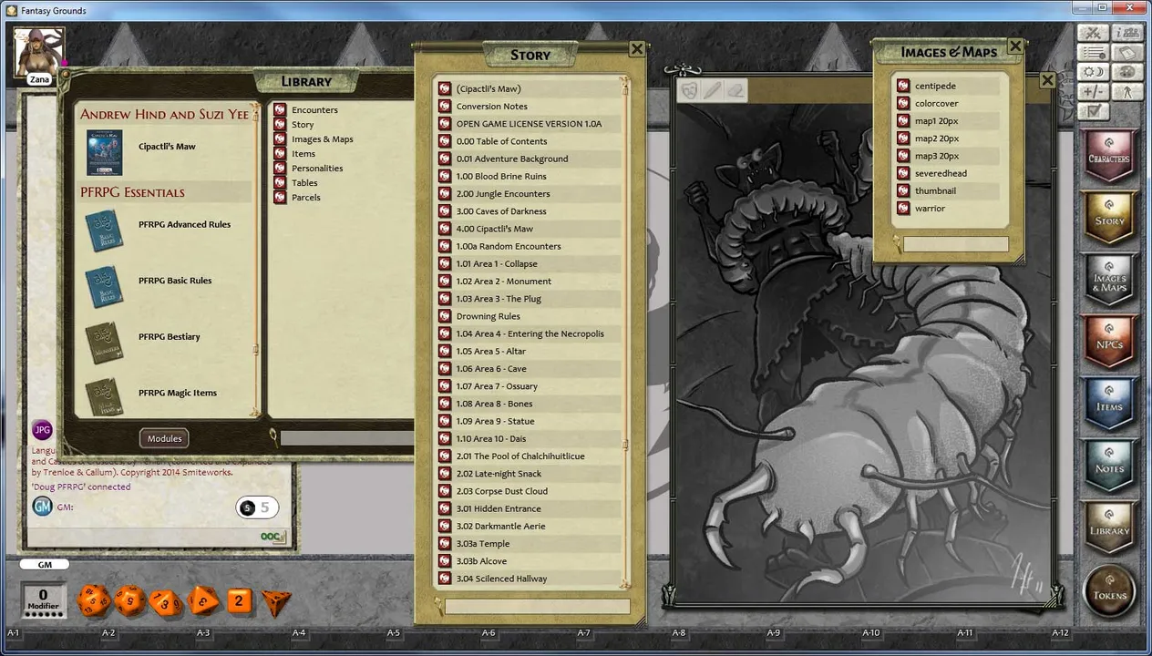 Fantasy Grounds - PFRPG Compatible Adventure: Cipactli's Maw - One on One Adventure #15 Screenshot 1