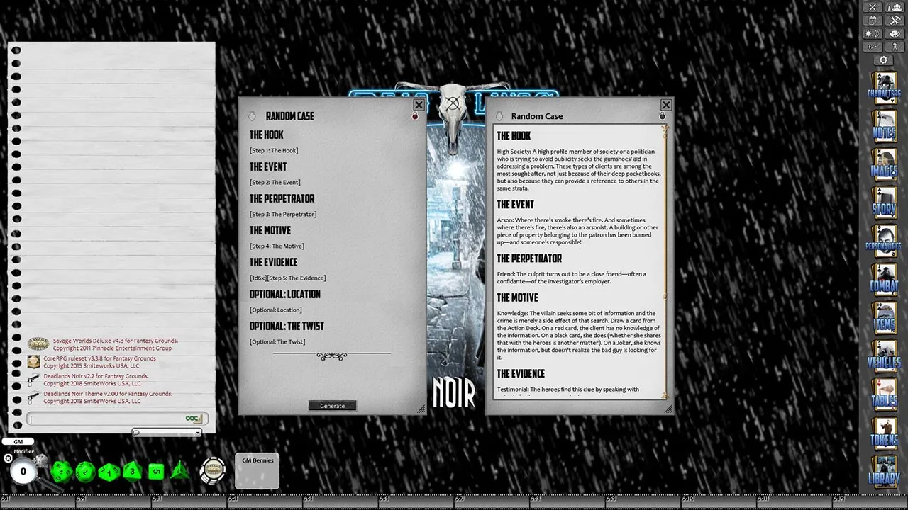 Fantasy Grounds - Deadlands Noir Screenshot 2