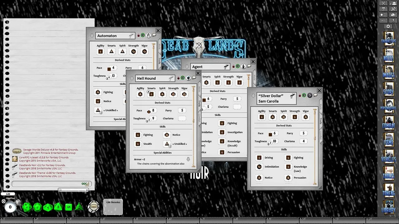 Fantasy Grounds - Deadlands Noir Screenshot 1