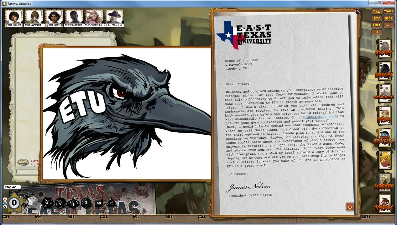 Fantasy Grounds - Savage Worlds: ETU - East Texas University Screenshot 7