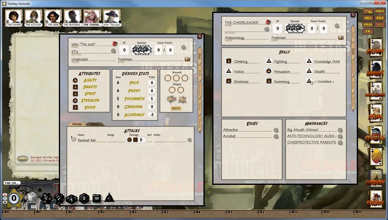 Fantasy Grounds - Savage Worlds: ETU - East Texas University Screenshot 3