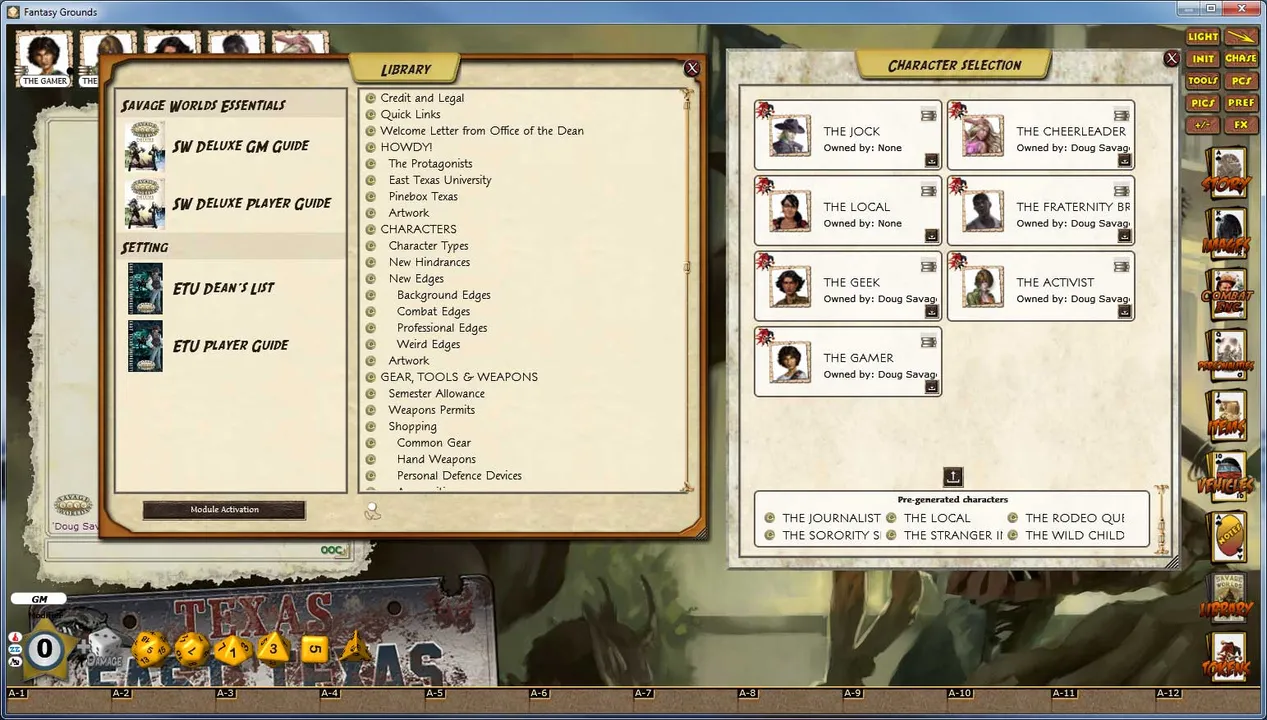 Fantasy Grounds - Savage Worlds: ETU - East Texas University Screenshot 4