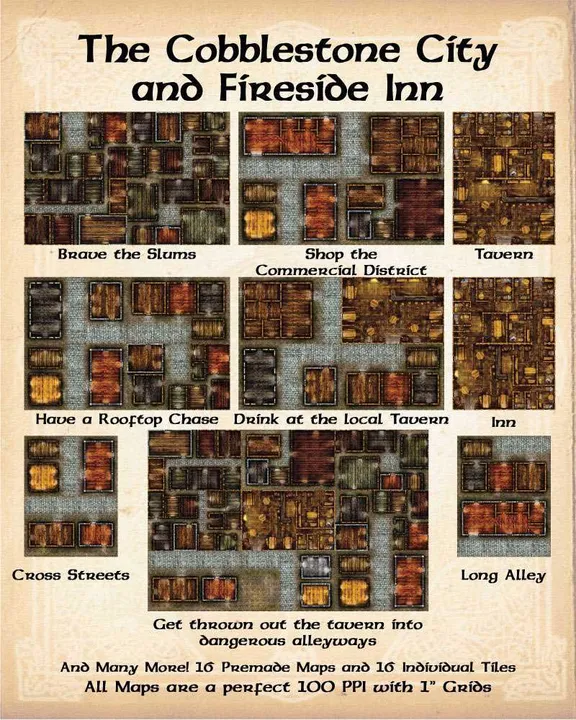 Fantasy Grounds - Maps: Cobblestone City and Inn Screenshot 1