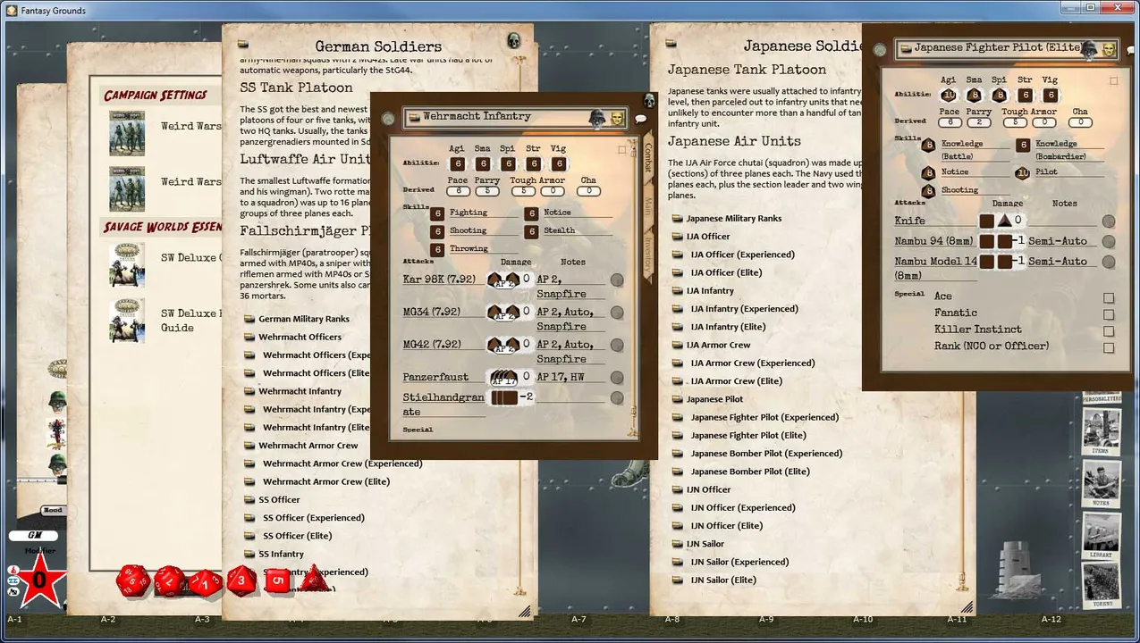 Fantasy Grounds - Savage Worlds Setting: Weird Wars II Screenshot 7
