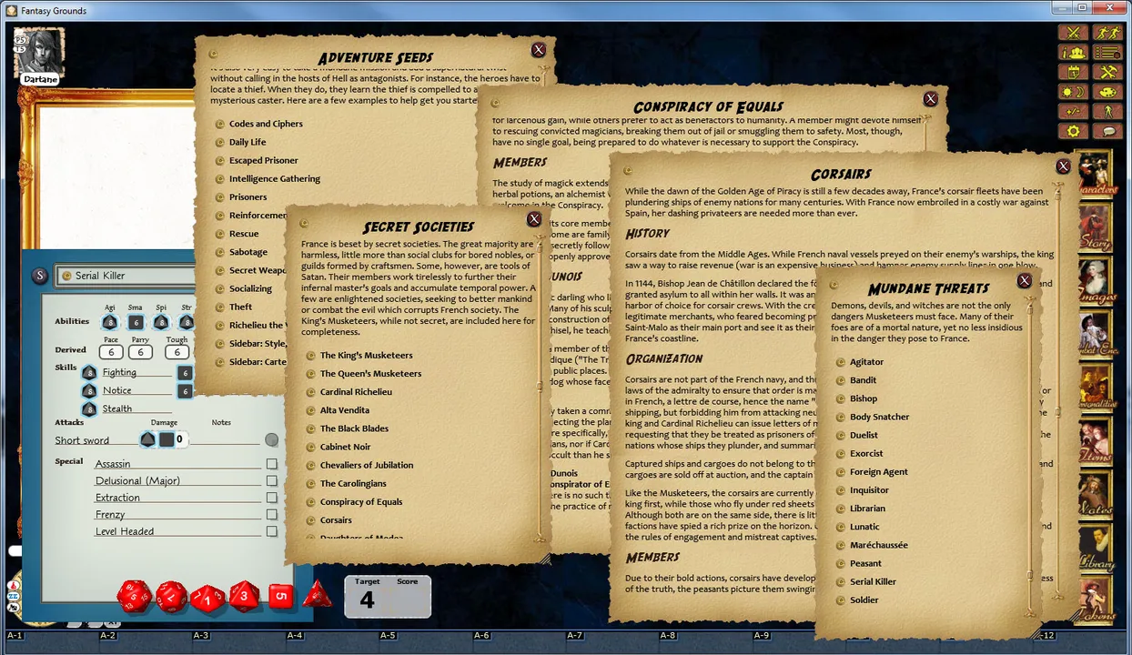 Fantasy Grounds - Savage Worlds Setting: All for One - Regime Diabolique Screenshot 3