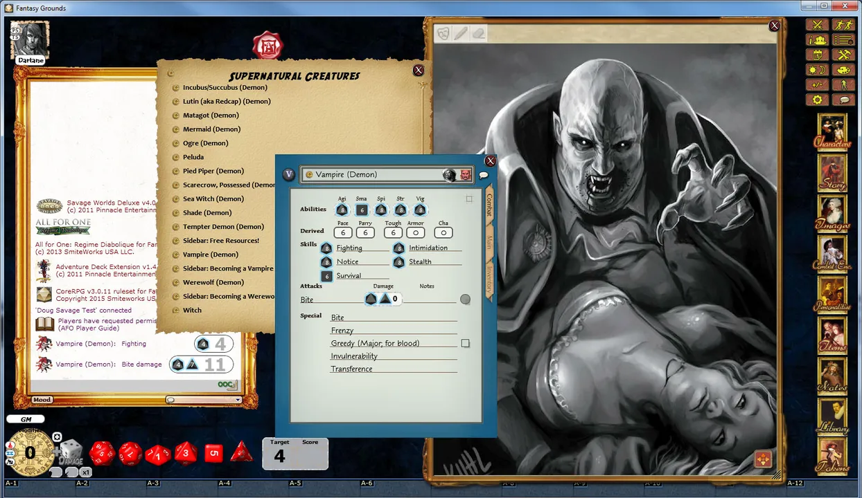 Fantasy Grounds - Savage Worlds Setting: All for One - Regime Diabolique Screenshot 2