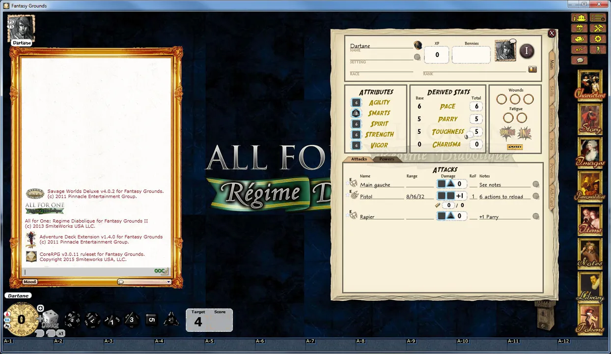 Fantasy Grounds - Savage Worlds Setting: All for One - Regime Diabolique Screenshot 1
