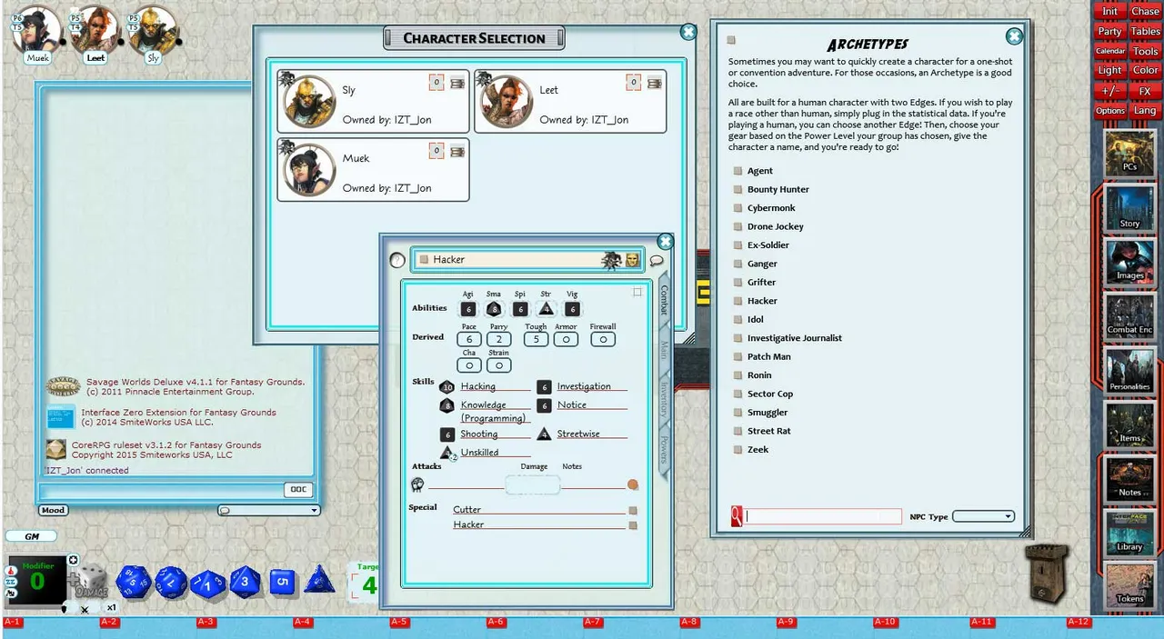 Fantasy Grounds - Interface Zero 2.0 for Savage Worlds Screenshot 0