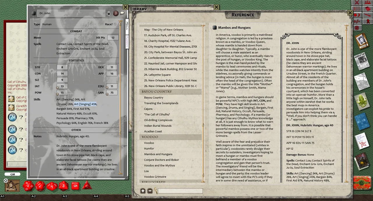 Fantasy Grounds - Call of Cthulhu: Secrets of New Orleans Screenshot 2